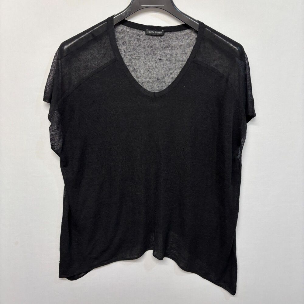 Eileen Fisher Women Knit Blouse Top Shirt Size 1X Black D030 -26 - Picture 9 of 13